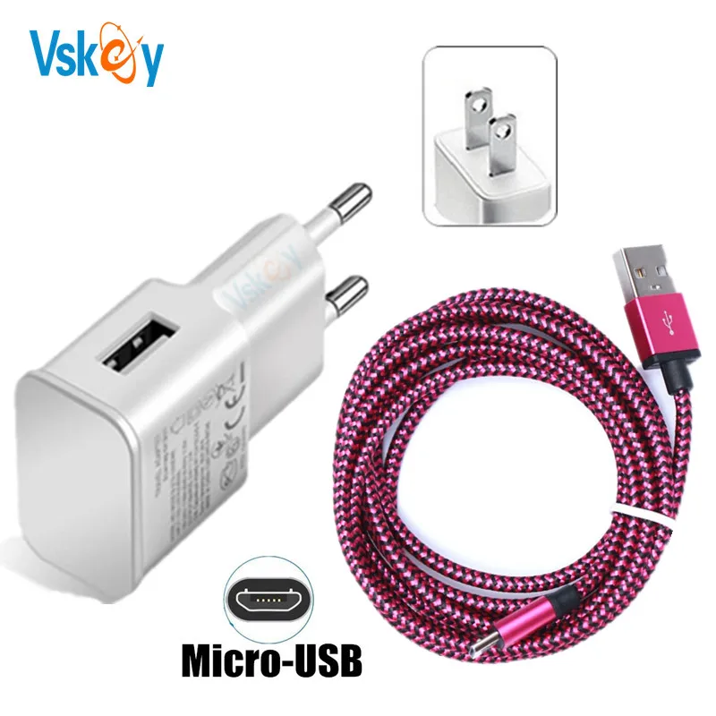 VSKEY 2 в 1 USB зарядное устройство адаптер для Motorola Moto G2 G3 G4 G5 G5S E4 E5 C Plus Micro кабель