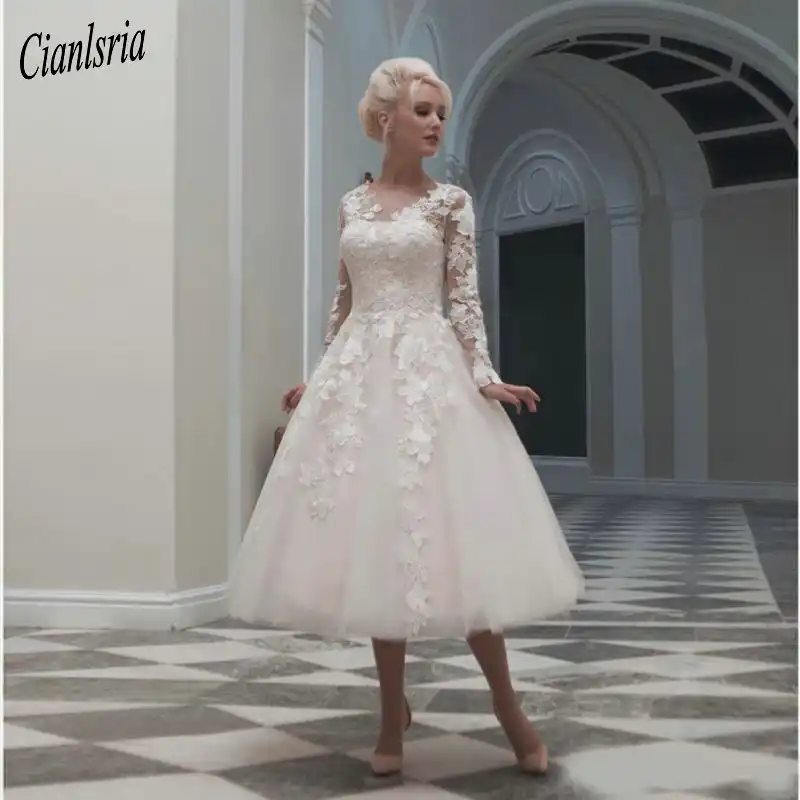 short wedding dresses long sleeves