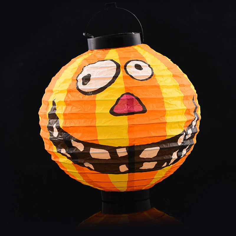 

1pcs Round Pumpkin Paper Lantern LED Light Hanging Lamp Bat Halloween Decoration Lampion Halloween Props Outdoor Party Supplies