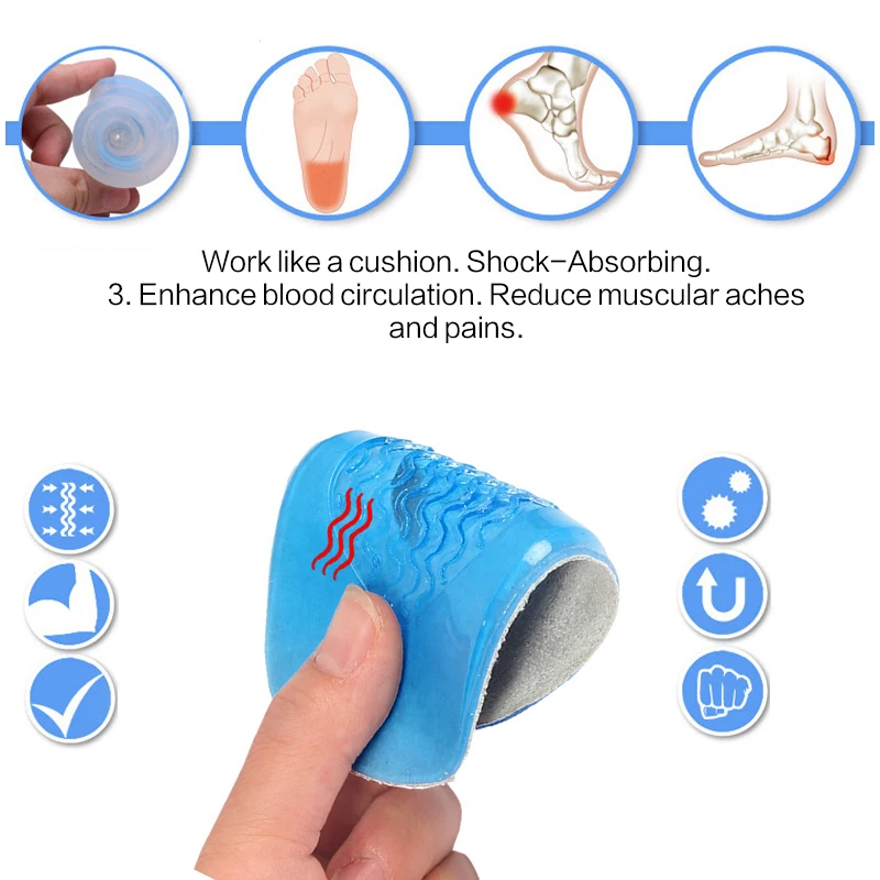 1 пара, уход за ногами, мягкие силиконовые гелевые половинные стельки для обуви, увеличивающие боль в пятке, вставка для обуви, ортопедические стельки, инструменты для педикюра