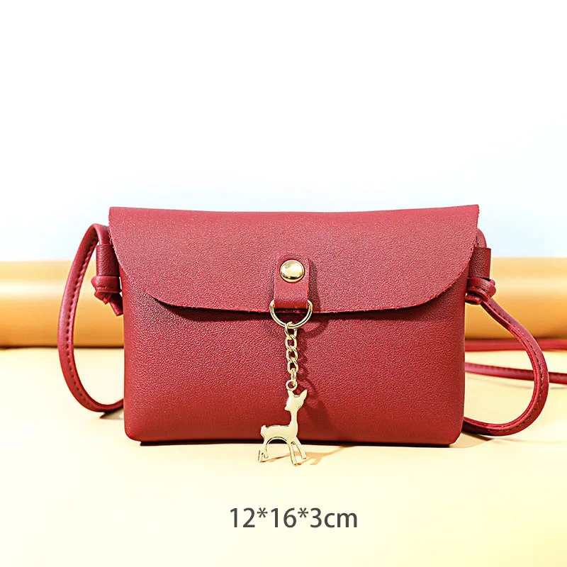 

SUBIN fashion PU Leather Phonebag shoulder strap bag Wallet coin purse Handbag Deer Pendant phone bag Pouch for iphone