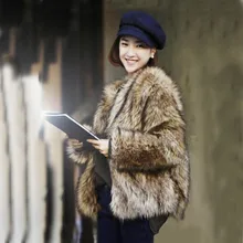 Лидер продаж! Зимняя Новая модная женская шуба из искусственного меха коричневая Роскошная тонкая теплая куртка из лисьего меха размера плюс шуба S~ 3XL