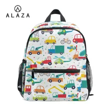 ALAZA/ Рюкзаки для детского сада для мальчиков и девочек, детские рюкзаки из полиэстера с принтом машины, школьные сумки для детей 3-8 лет