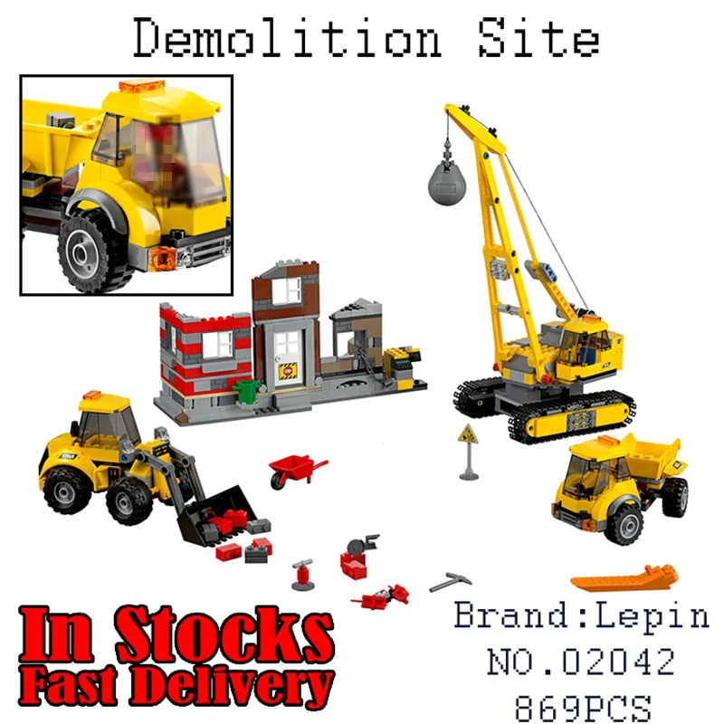 

02042 869pcs Lepin City Series Building Demolition Site Educational Building Blocks Bricks DIY Toys for children gift brinquedos