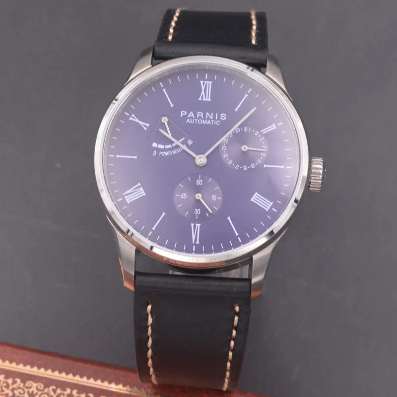 Parnis 42mm watch purple dial Seagull Movement parnis Automatic mechanical men watch Power Reserve watch PN-614 Parnis 42mm watch purple dial Seagull Movement parnis Automatic mechanical men watch Power Reserve watch PN-614