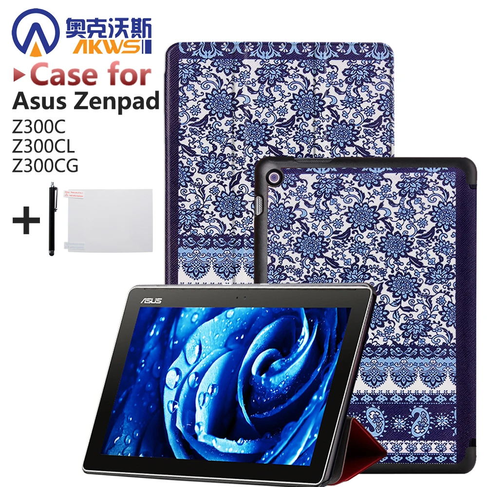 Магнитный кожаный чехол подставка для планшета Asus Zenpad 10 Z300C Z300CL Z300CG + Защитные