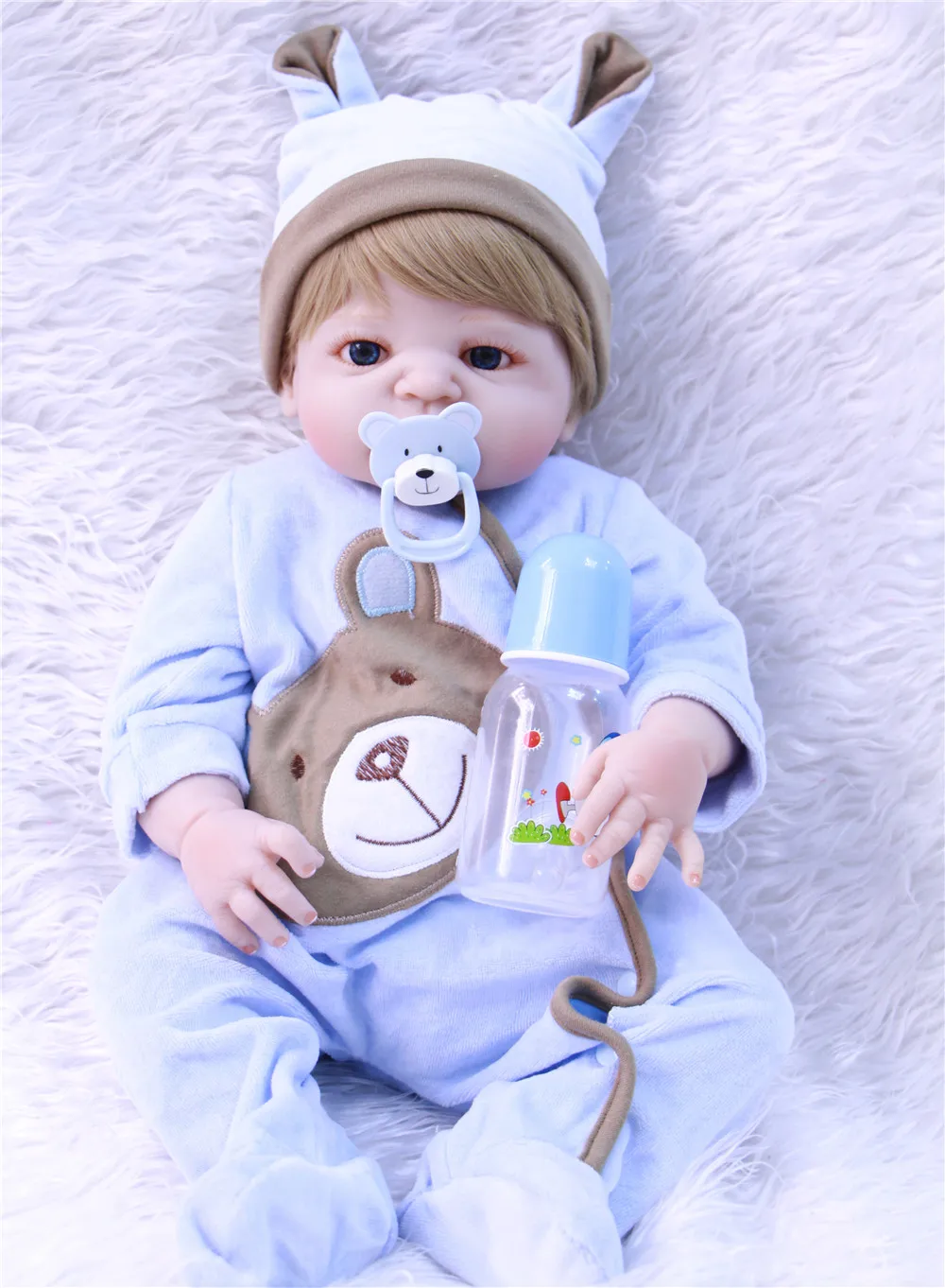 NPK reborn кукла 23 "полный Силиконовый reborn baby boy куклы Детский подарок купать игрушки куклы bebes reborn com corpo de silicone menino