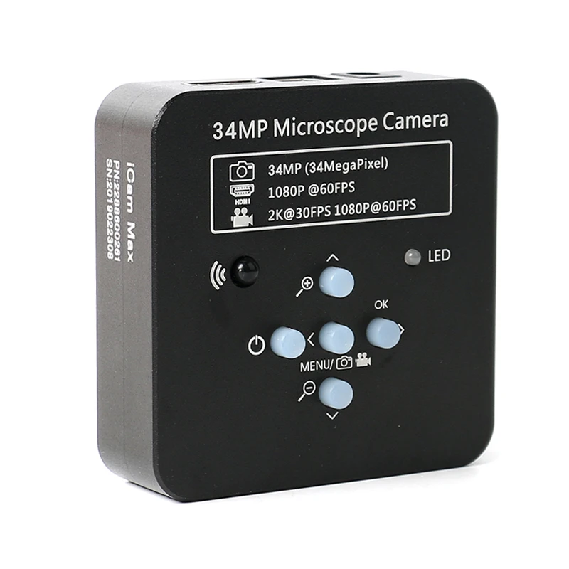  34MP 2K 1080P 60FPS HDMI USB Microscope Camera 3.5~90X Continuous Zoom Trinocular Stereo Microscope