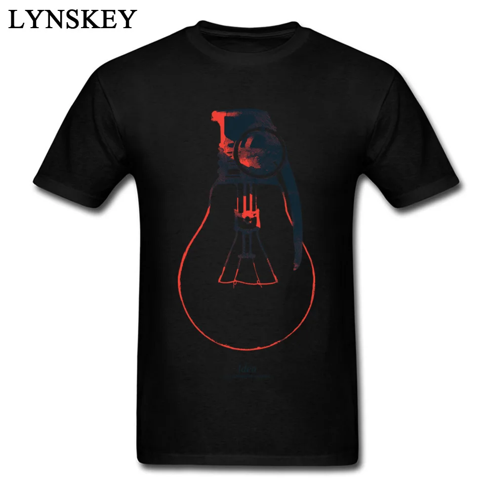 Simple Style Tops T Shirt for Men New Coming Summer Fall Crew Neck 100% Cotton T-shirts Idea is a powerful weapon Crazy Tee-Shirts black