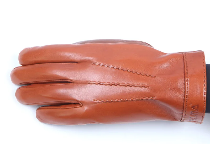 Мужские перчатки из натуральной кожи осень-зима плюс бархатные теплые овчины полная ладонь сенсорные перчатки для вождения мужские EM021NC2
