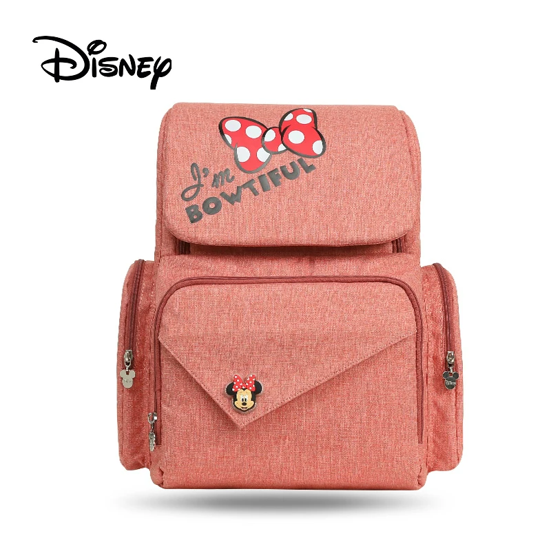 Disney бутылочка для кормления изоляционная Мумия сумка ткань Оксфорд сумка для хранения подгузников рюкзак модный водонепроницаемый большой емкости сумка для подгузников - Цвет: Pink