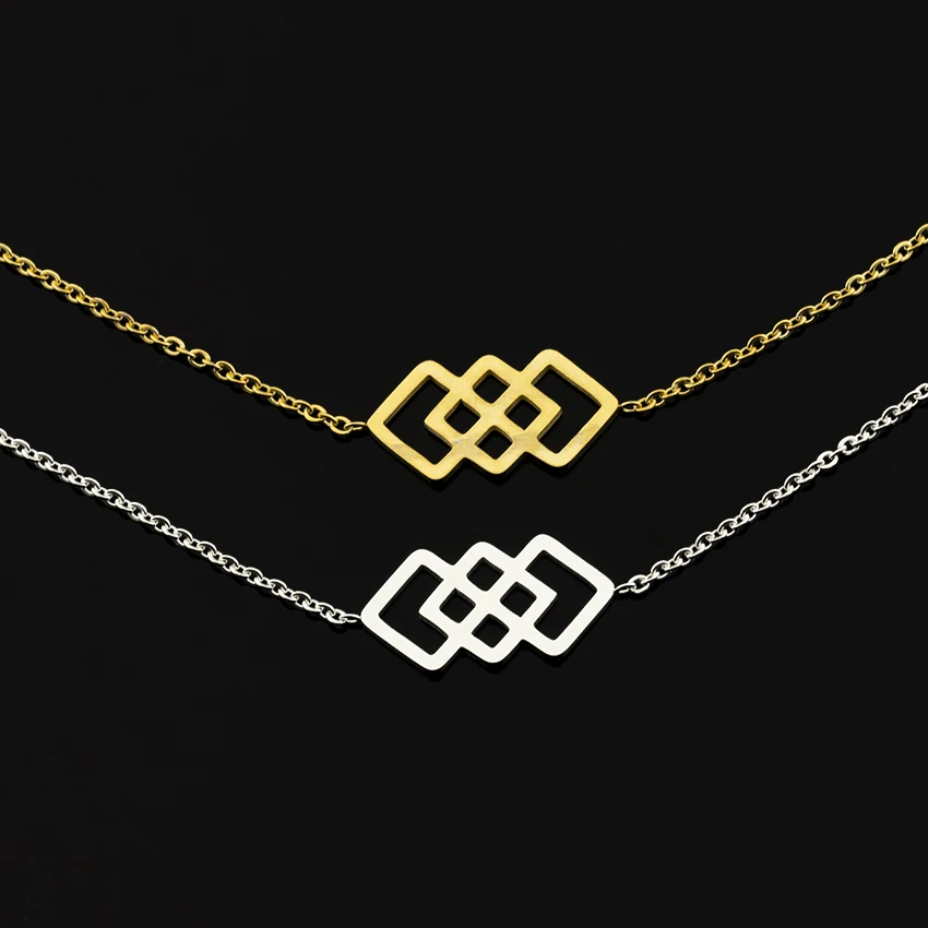 

Wholesale 10piece Stainless Steel Geometric 3 Square Charm Bracelets Women Silver Chain Best Friend Gifts Jewelry Pulseras Mujer
