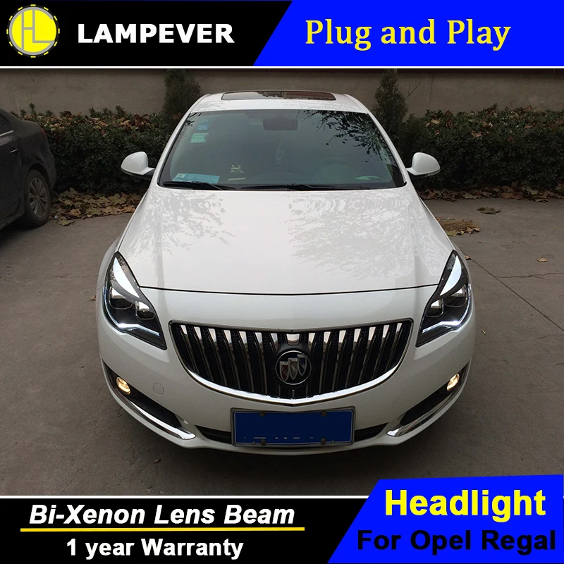Lampever для GM для Buick Verano Regal Opel Insignia LED Фары для автомобиля DRL bi xenon объектив Высокая Низкая луч парковка спереди