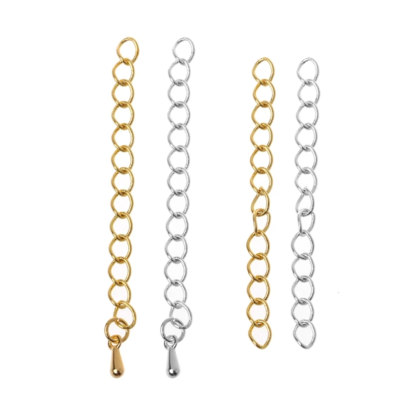 

10PC Gold Sliver 2" Necklace Bracelet Extended Tail Chains DIY Jewelry Findings