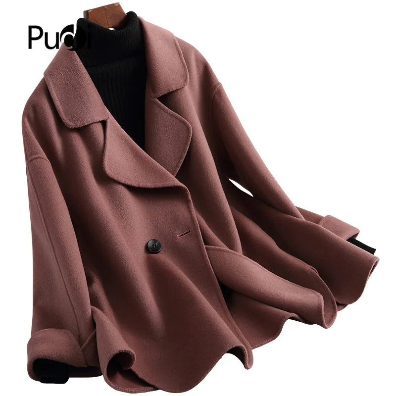 

PUDI A38058-1 2019 Women new fashion double side wool jacket lady style leisure Fall/Winter wool coat