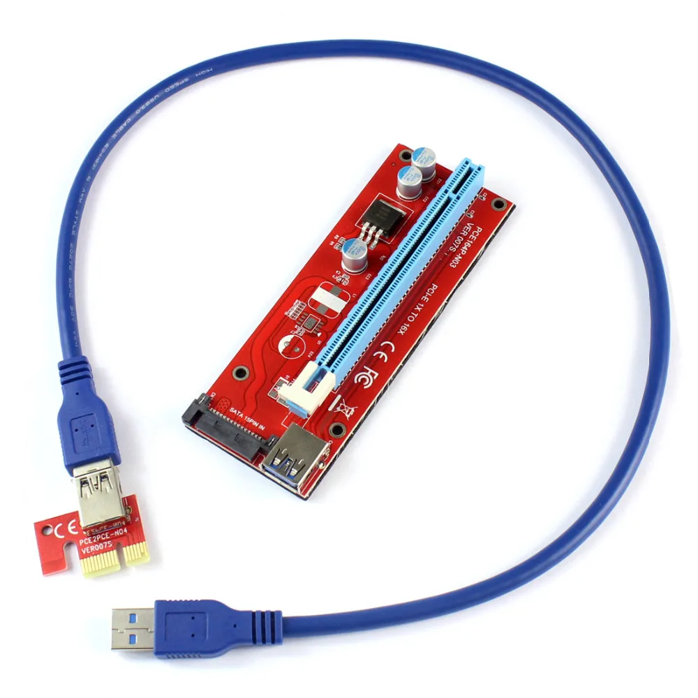 PCIE 1X to 16X Graphics Extension Cord SATA Power Supply Adapter Card for ETH Bitcoin Mining Device F21218