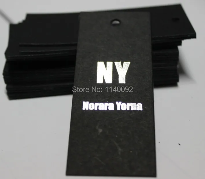 

customize Black matte cardboard tags/garment silver stamping hang tags/custom clothing printed paper tags labels 1000 pcs a lot