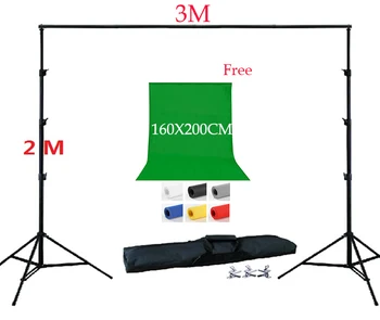 

DHL FREE SHIPPING 2X3Meter Background Stand Kit 160x200cm Backdrop Free Non woven Backdrop Support Kit Carrying Bag 3 Clamps