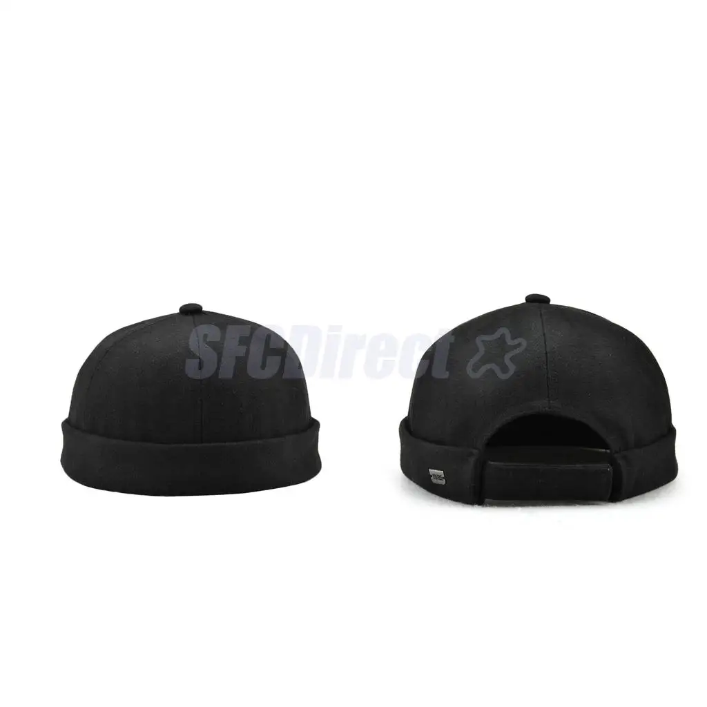 2 Pieces Retro Eaves Flange Landlord Biker Caps Fashion Docker Beanie Black