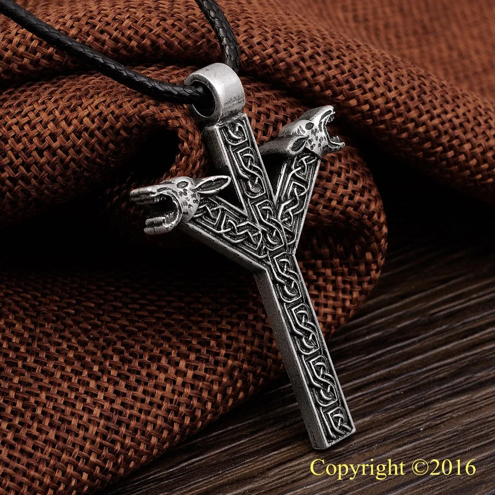 LANGHONG Старший ФУТАРК ожерелье с подвеской в форме руны ALGIZ Rune Yggdrasil амулет викинга