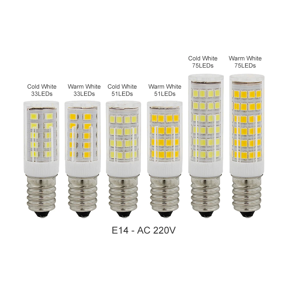 E14 LED 2835 SMD 3 Вт 4 Вт 5 Вт AC 220 В 33 светодиоды 51 светодиоды 75leds лампа керамика кристалл светодиодные лампы Spotlight для люстры