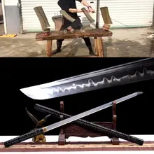 Готовый для битвы японских самураев, пластичный монтаж, прямой меч катана T10 Сталь обкладка глиной Sharp коллекция украшений для дома ниндзя сабельный нож