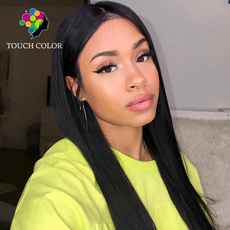 

Touch Color Hair Brazilian Straight Lace Front Human Hair Wigs Front Lace Wigs With Baby Hair Pre Plucked Natural Hairline 130%