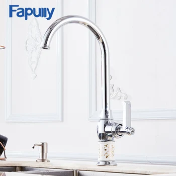 

Fapully Kitchen Mixer Taps Deck Mounted White Porcelain Brass Sink Faucet 360 Degree Rotation Vessel Kitchen Faucet