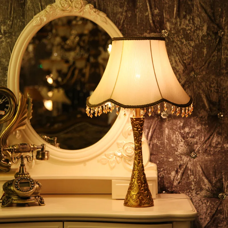 

TUDA 40X65cm Free Shipping European Style Resin Table Lamp For Bedroom Bedside Lamp Living Room Creative LED Table Lamp E27