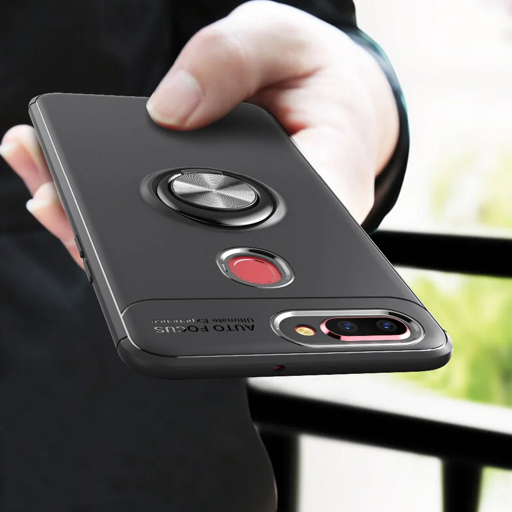 

AXBETY For oppo R11s Case Ultra Slim silicon case Coque For OPPO R11s Plus r 11s Case 360 rotation Ring Hide Stand Holder Cover