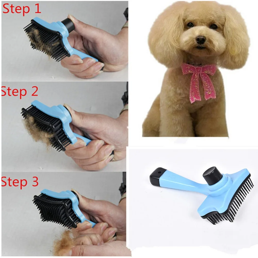 1 X Quick Clean Shedding Tool Brush Comb Pet Dog Cat Fur Grooming Self