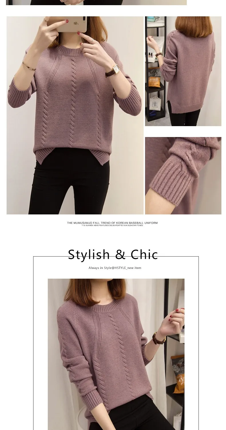 Пуловер VANGULL, женские свитера, Осень-зима, круглый вырез, длинный рукав, короткий параграф, джемпер, женская версия, свободный