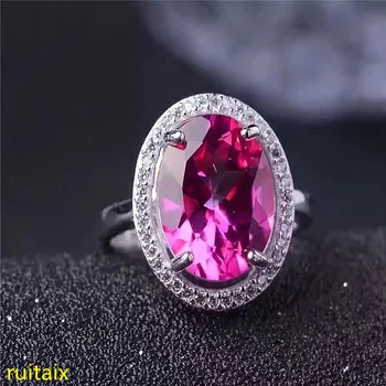 

KJJEAXCMY fine jewelry 925 Sterling silver inlaid with pink topaz ring jewelry opening gold and silver color.