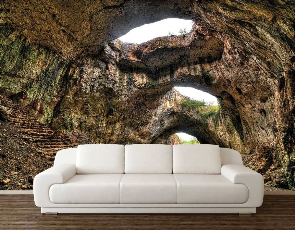 150-1 Peel And Stick Wall Mural, Wall Mural Cave, Removable Wallpaper, Nature Wall Mural, Cave Wall Decal