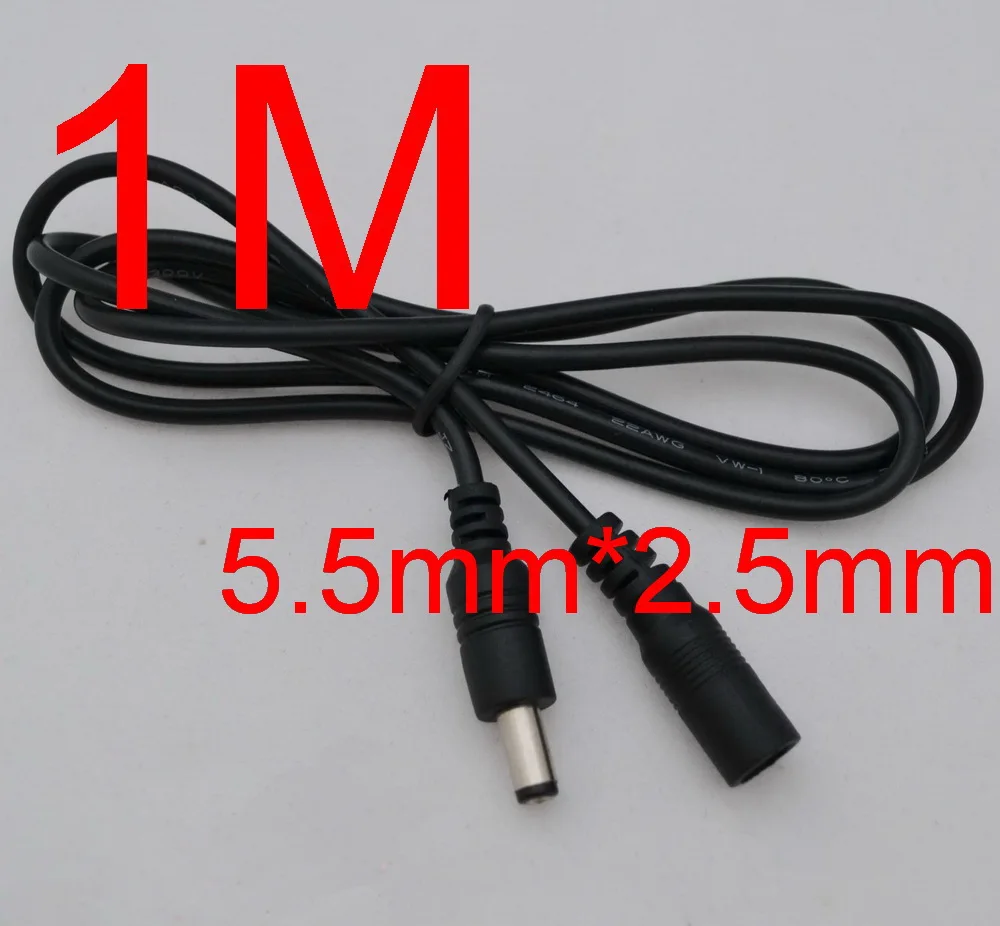 

High quality 1PCS CCTV DC Power Extension Cable 1 Meter / 3FT 3 FT Jack Socket to 5.5mm x 2.5mm Male Plug