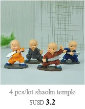 4 штуки в партии небольшая статуя Будды монах смолы фигурка ремесел дома декоративные украшения миниатюры ремесла творческие