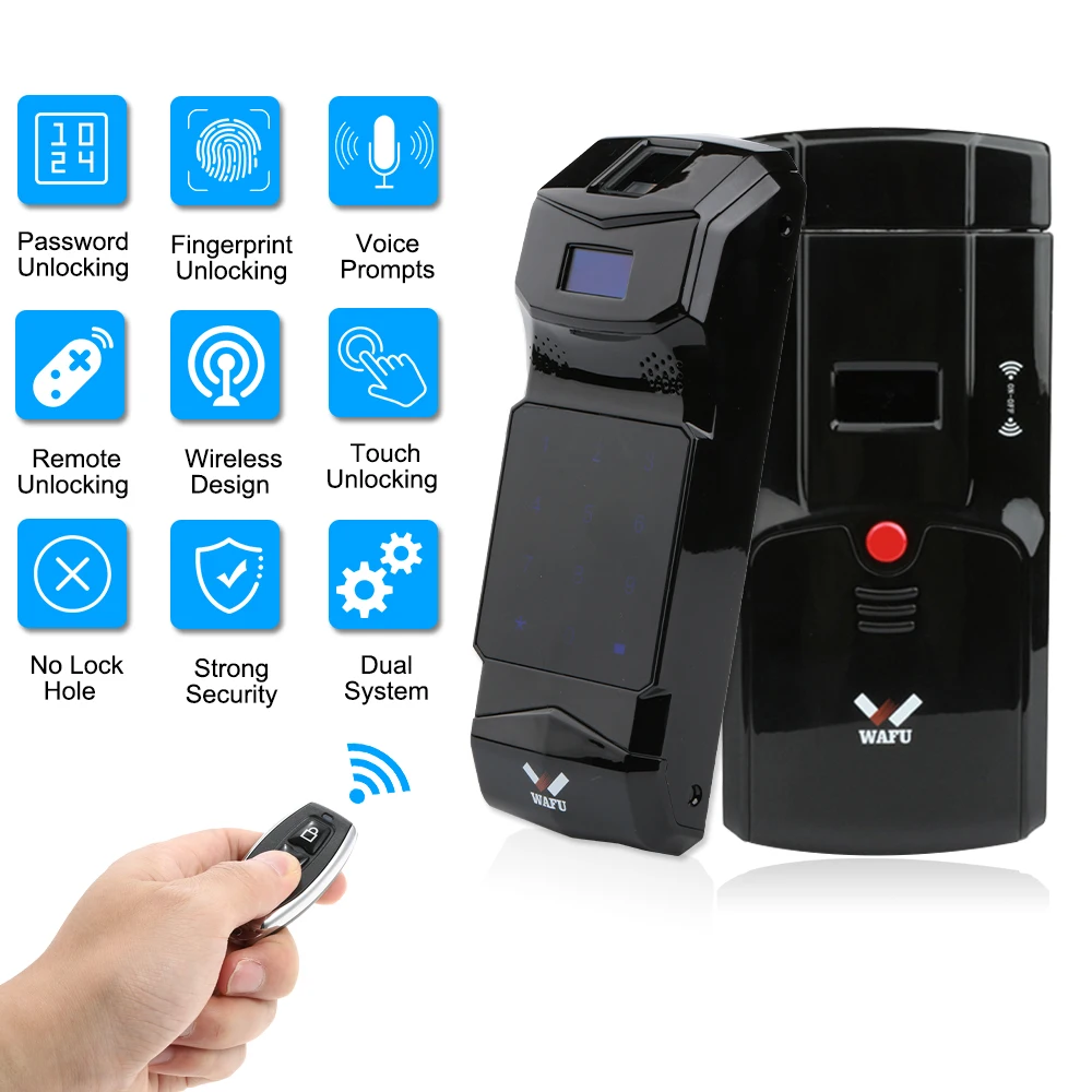 

Electronic Door Lock Keyless With Wireless Remote Control Keys Invisible Remotly Door Lock For Home Door Security