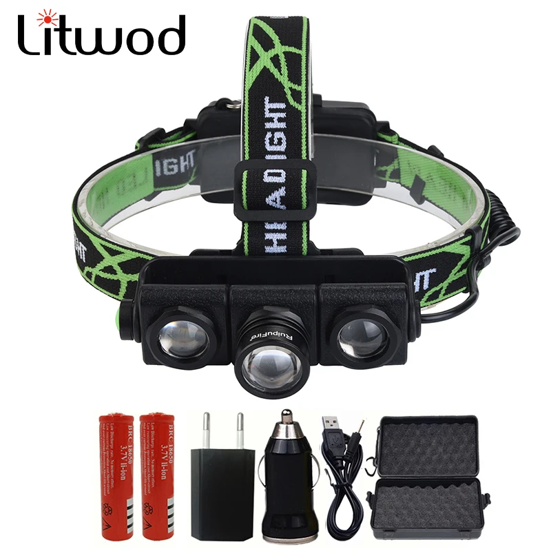 

Litwod z20 LED Headlamp XM-T6+2XPE 4 Modes Rechargeable Headlight Head Lamp Spotlight Head light For Fishing Hunting light MA03
