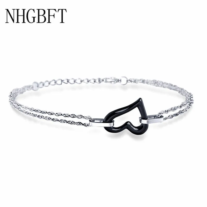 KUNIU Модные украшения Для женщин сердце любовь белый Керамика браслет из нержавеющей стали браслет женский ювелирные изделия дропшиппинг