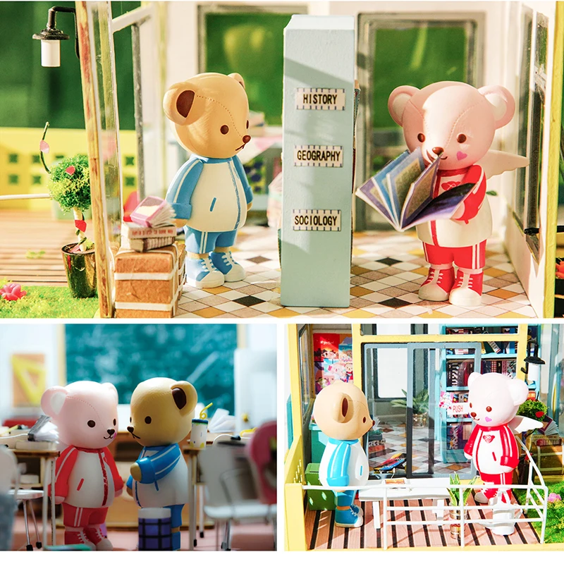 Robotime поделки Кукольный дом деревянный кукольный дом Миниатюрный кукольная мебель комплект с светодиодный игрушки для детей Прямая TD04