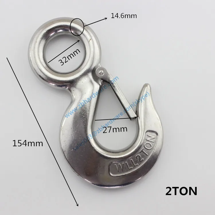 Buy 2pcs 2Ton Stainless Steel Eye Sling Hook with