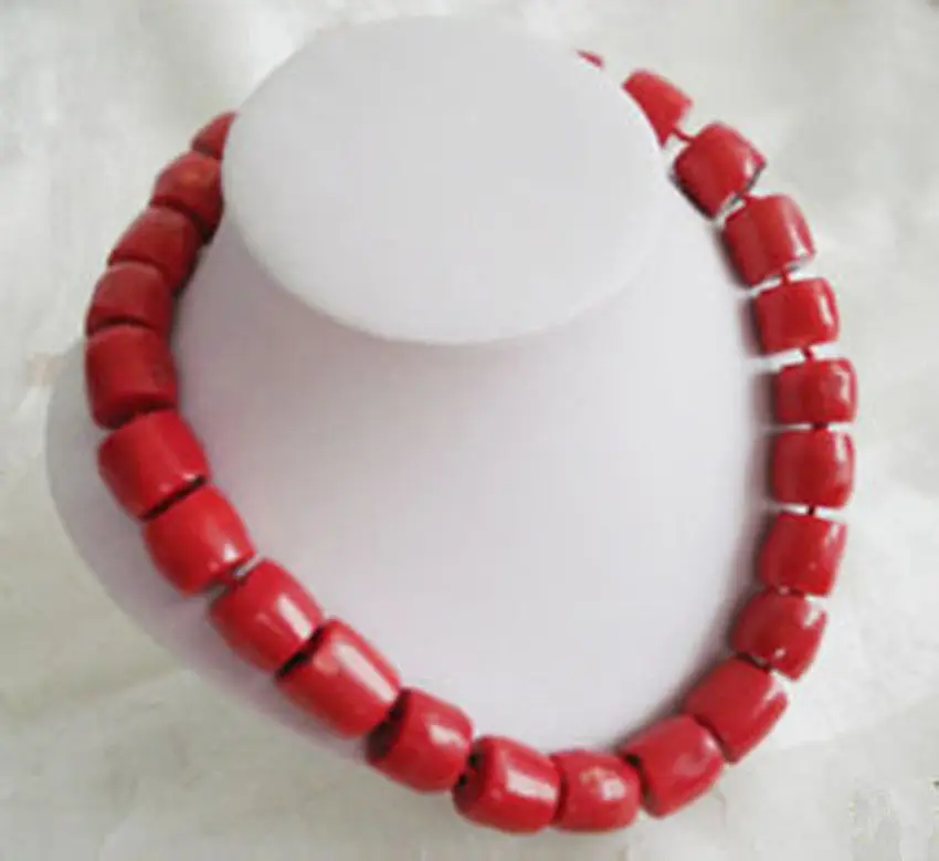 

ddh001696 Lovely! Tibet Red Coral Silver Necklace large beads 18