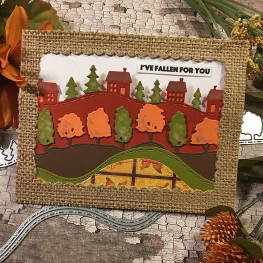 HamyHo Handcrafts Tree House Border Metal Cutting Dies Stencil for