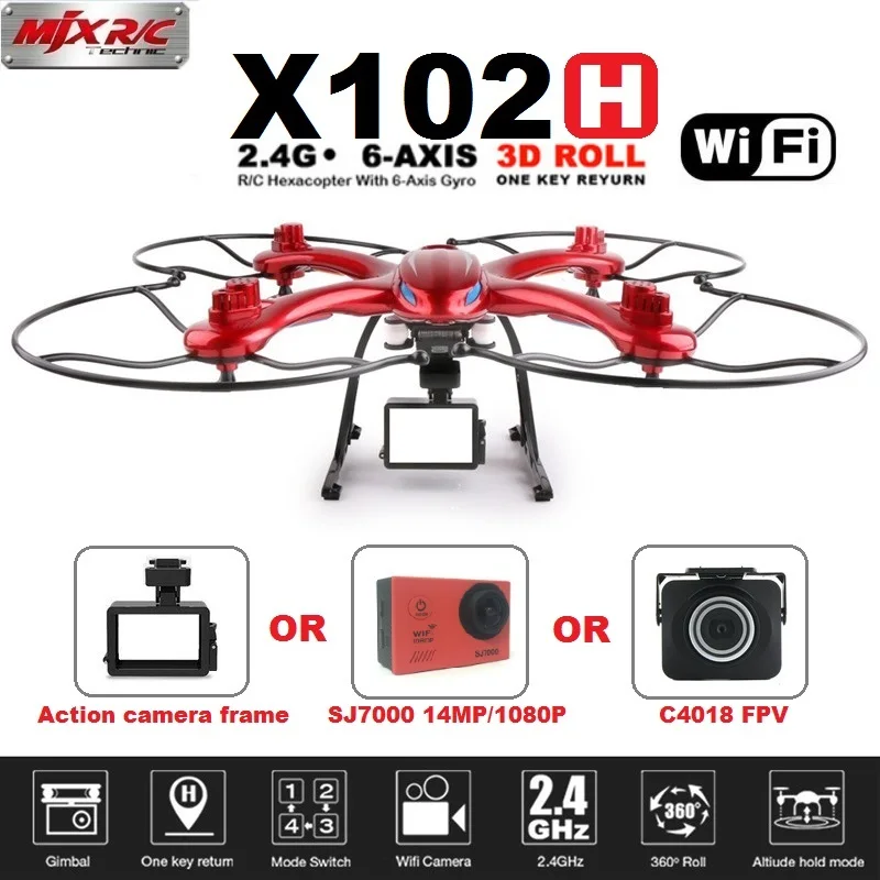 MJX RC Drone Con C4018 X102H y SJ7000 14MP 1080 P Full HD WiFi Cámara Soporte FPV Quadcopter Gopro/SJCAM/XIAOYI Una Tecla de Retorno