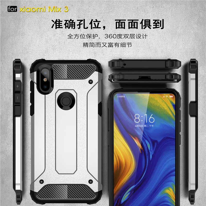 Phone Cases For Xiaomi Mi Mix 3 Case On Mi Mix 3 6.39" Full Wrapped Heavy Hybrid PC+TPU Cover For Xiaomi Mi Mix 3/Mi Mix 3 Cover