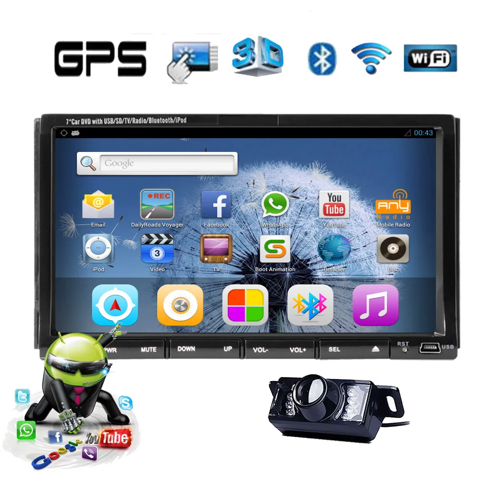 Android 5 1 Sub карта FM 2Din радио gps система автомобильный DVD ПК стерео сенсорный экран