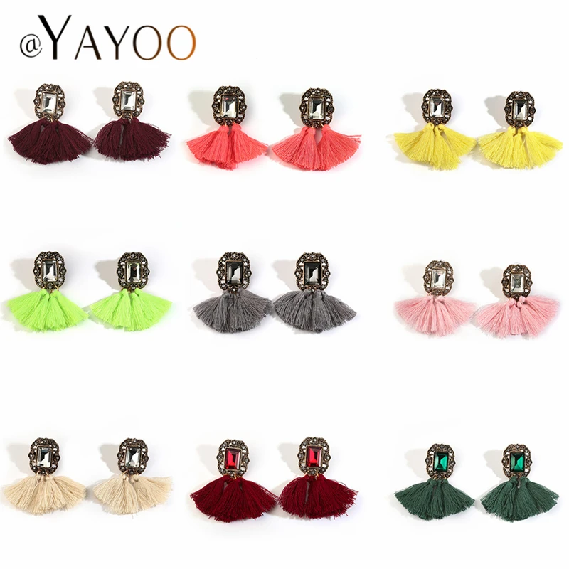 

Drop Dangle Fringe Earrings For Women Vintage Long Tassel Earrings 11 Colors Boho Statement Fashion Jewelry Female Accessories