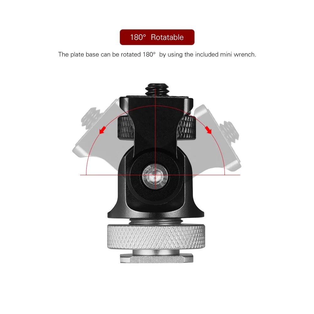 Andoer 180 ° поворотный мини шаровой головкой Горячий башмак вспышки адаптер с гаечным ключом для DSLR камеры микрофон видео монитор штатив