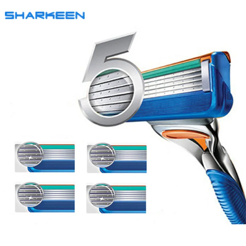 100% High quality  face care shaving razor blades for men 5-blades to save 4pcs/pack fusione