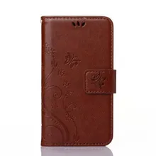 Marrom escuro gravação slot para cartão de carteira de couro pu fique capa flip case para htc m8 mini caso